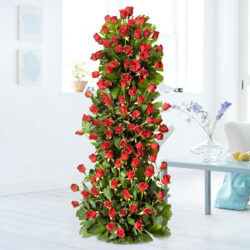 100 Red Roses tall arrangement