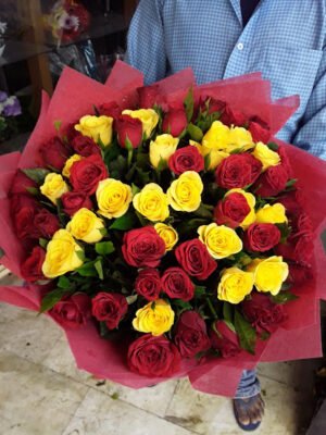 Red and Yellow Rose Bunch