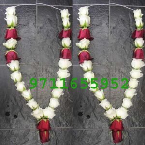 , wedding red and white jaimala haar for anniversary, jaimla price online, buy red roes jaimala online