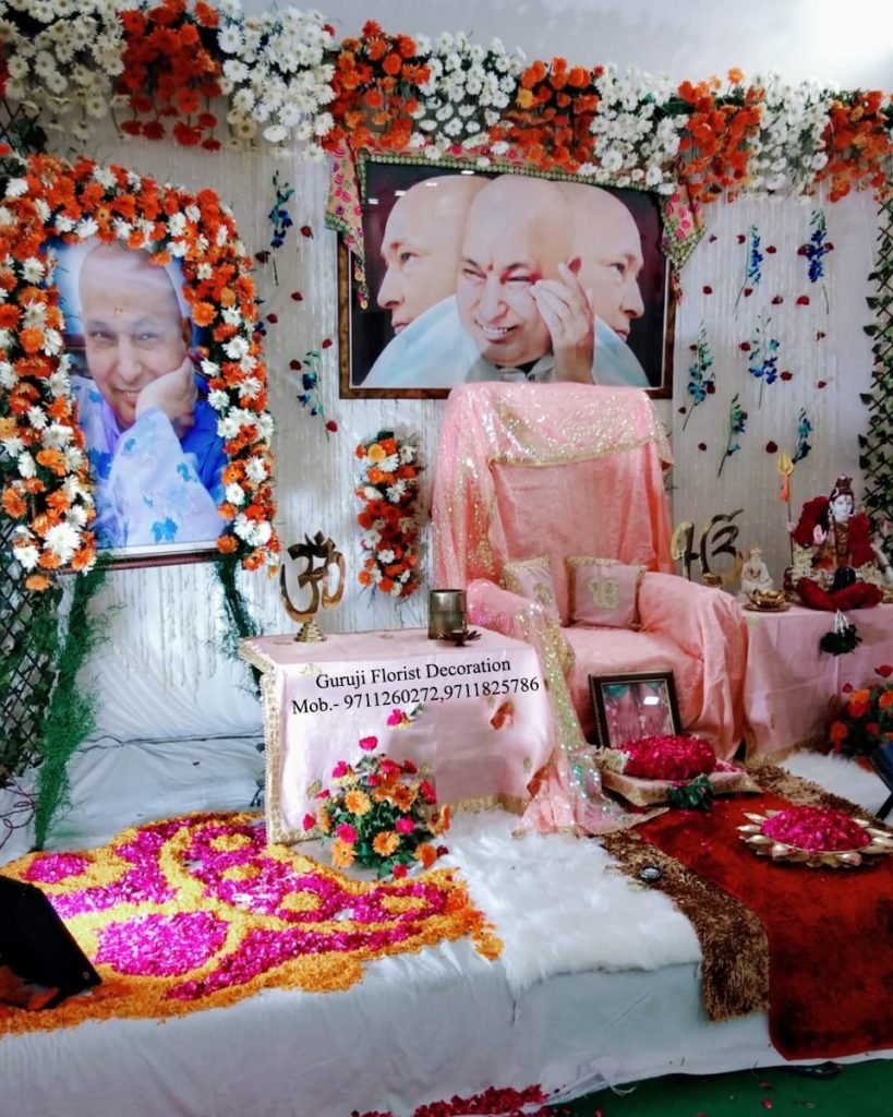 guruji flower decoration for satsang decoration gurji maharaj decoration guruji stage decoration for satsang guruji satsang flower decoration at home in Gurgaon Delhi NCR 84
