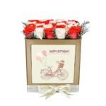 custom flower box orange and white roses