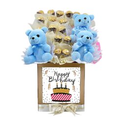 teddy and chocolate Personalized photo Flower Box