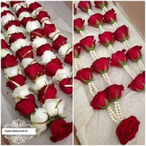 white and red rose and stone varmala