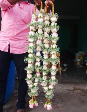 white rose garland
