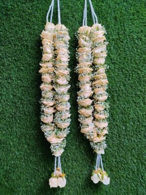 Peach Rose With Babys breath Varmala