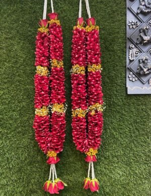 Red Petals Varmala with Some Gypsum